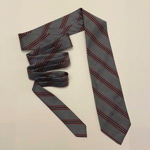 Gray Tie with Red Stripes